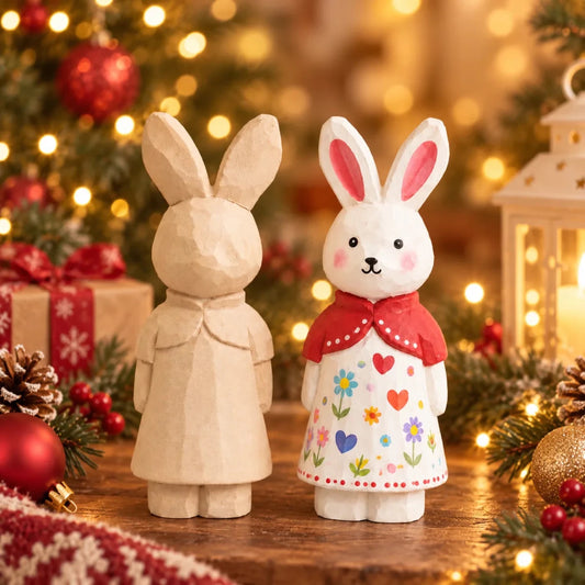 DIY Wooden Bunny Craft Kit | Paint Your Own Easter Rabbit Figurine - FunAcrylic