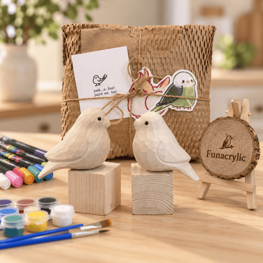 Hand-Carved Wooden Parrot Decor | 2 or 4 Bird Set - FunAcrylic