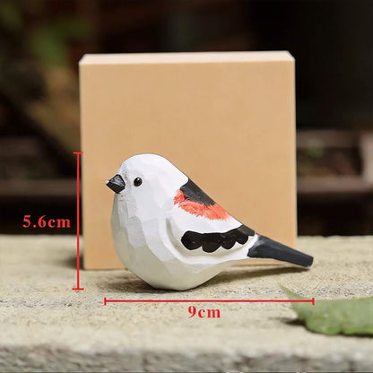 Hand - Carved Long Tailed Tit Figurine - FunAcrylic