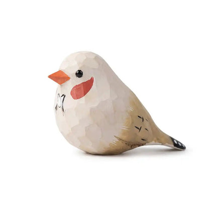 Hand - Carved White Zebra Finch Figurine - FunAcrylic