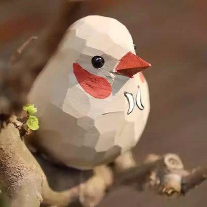 Hand - Carved White Zebra Finch Figurine - FunAcrylic
