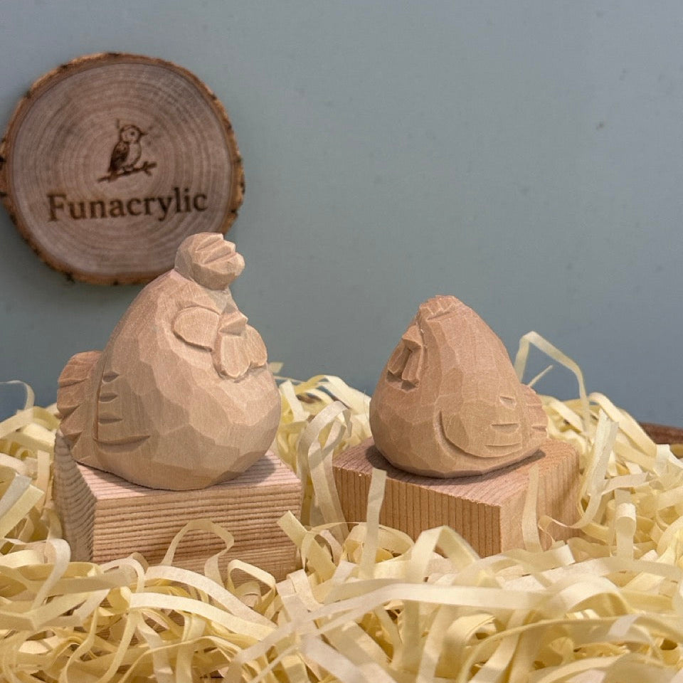 Hand-Carved Rooster & Hen Craft Set