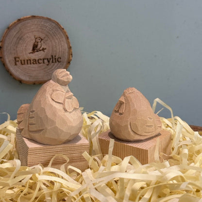 Hand-Carved Rooster & Hen Craft Set