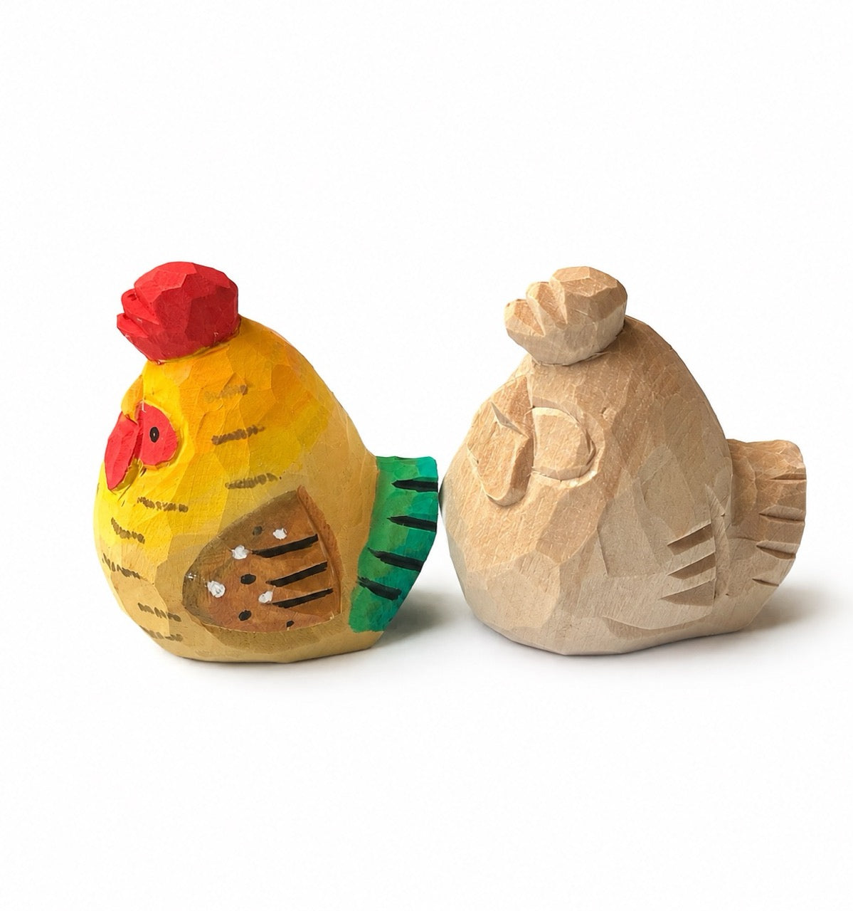 Hand-Carved Rooster & Hen Craft Set