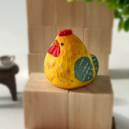 Hand-Carved Rooster & Hen Craft Set