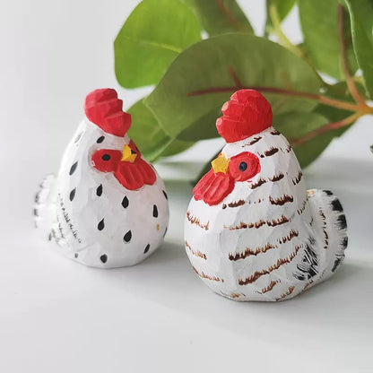 Hand-Carved Rooster & Hen Craft Set