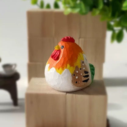 Hand-Carved Rooster & Hen Craft Set