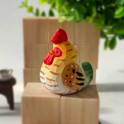 Hand-Carved Rooster & Hen Craft Set