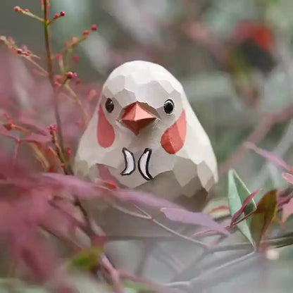 Hand - Carved White Zebra Finch Figurine - FunAcrylic
