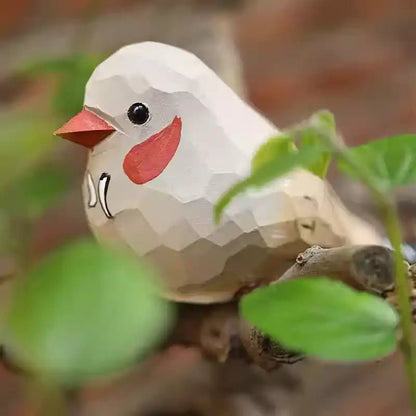 Hand - Carved White Zebra Finch Figurine - FunAcrylic