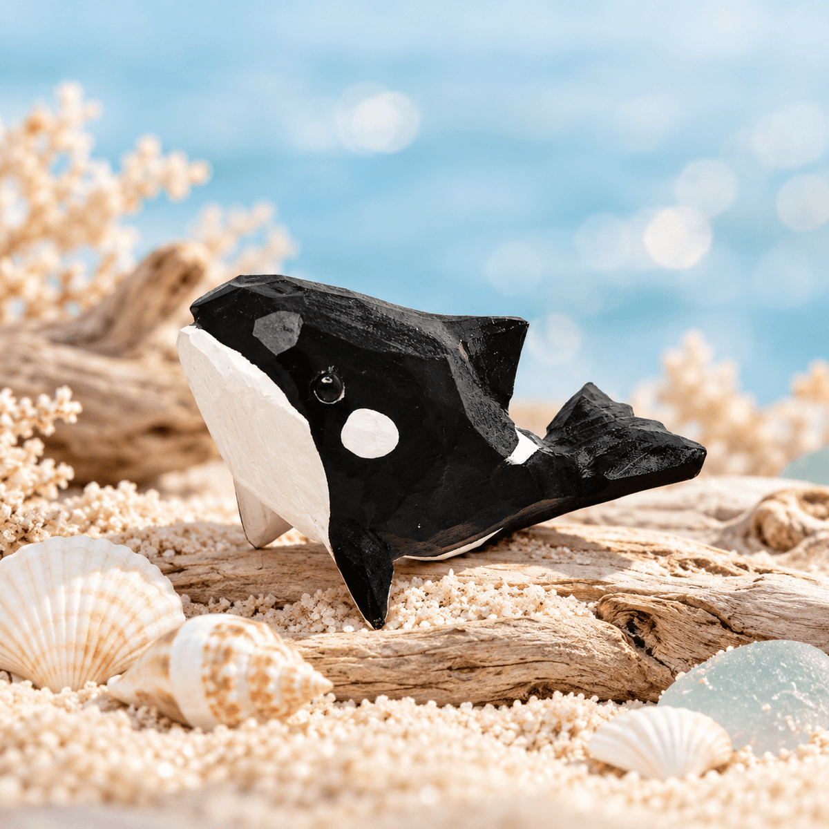 Wooden Ocean Animal Figurines – Hand-Painted Collection - FunAcrylic