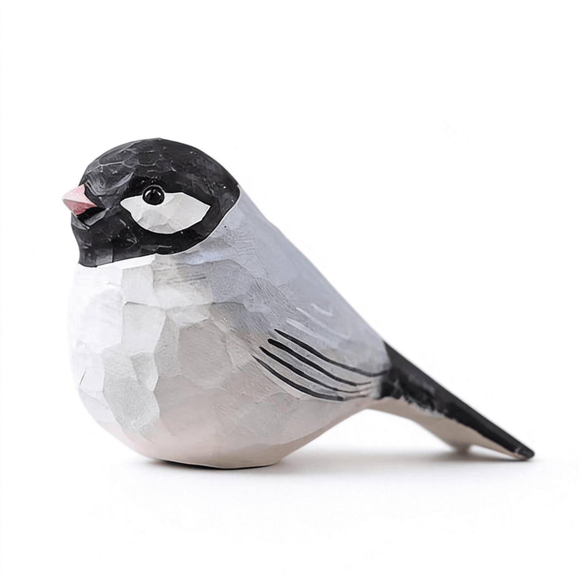 Handcrafted decorative wooden-swallow-figurine with a sleek design in gray and black colors