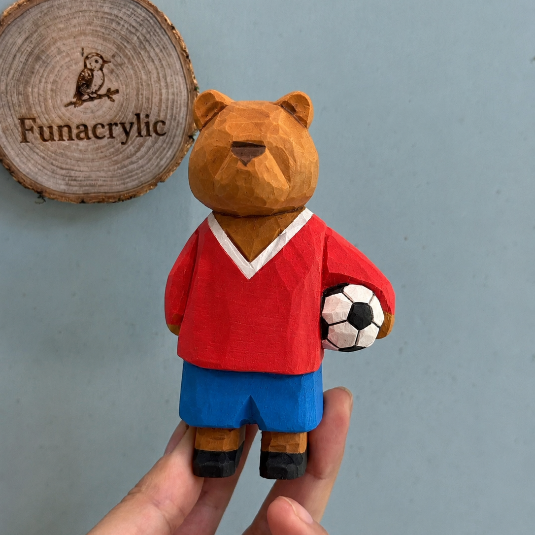 DIY Paintable 3D Wooden Soccer Bear