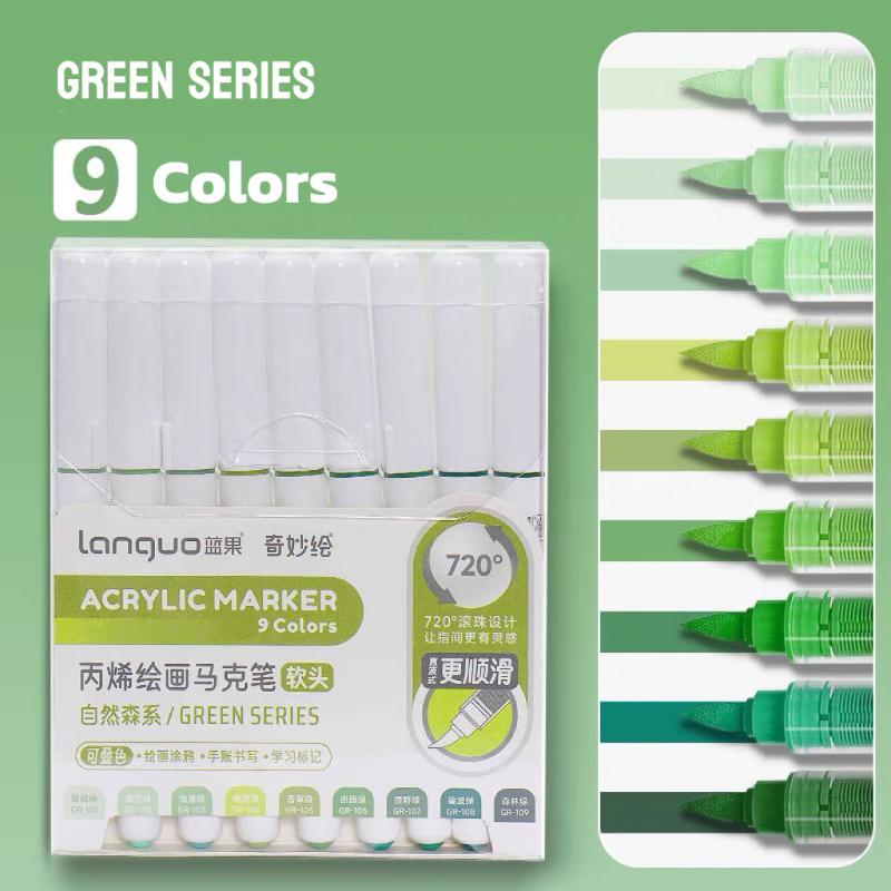 High-quality large capacity acrylic marker with soft tip, part of the Forest Green series.