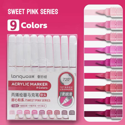 High-quality large capacity acrylic marker with soft tip, part of the Pink series.