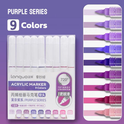 High-quality large capacity acrylic marker with soft tip, part of the Purple series.