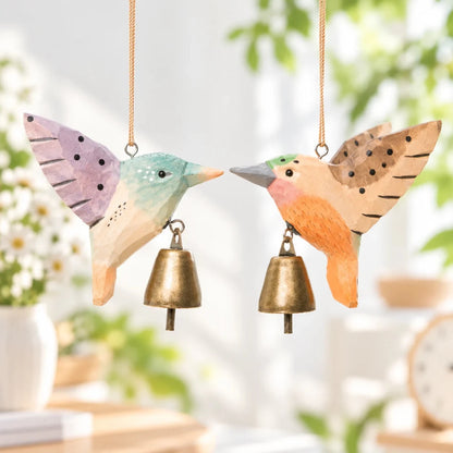 Wooden Hummingbird Bell Ornaments | Hanging Bird Decor - FunAcrylic