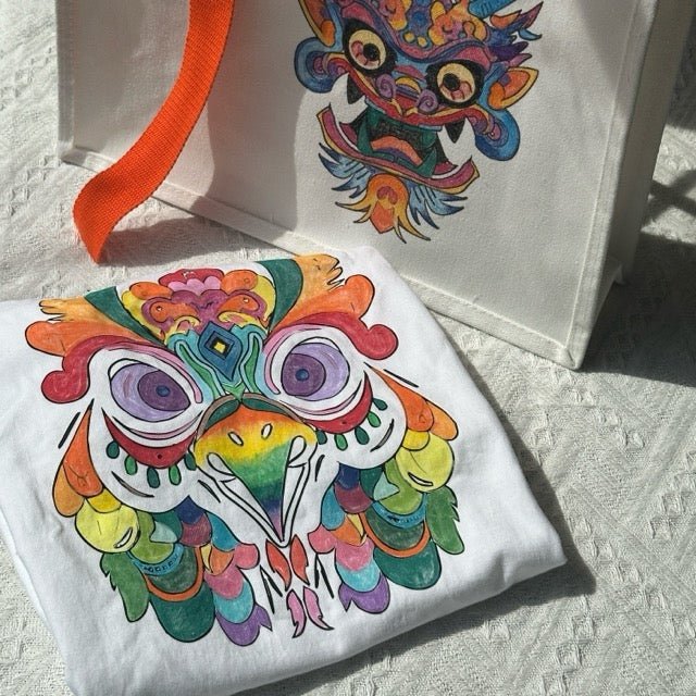 Colorful DIY doodle kit featuring a charming rabbit design on a T-shirt