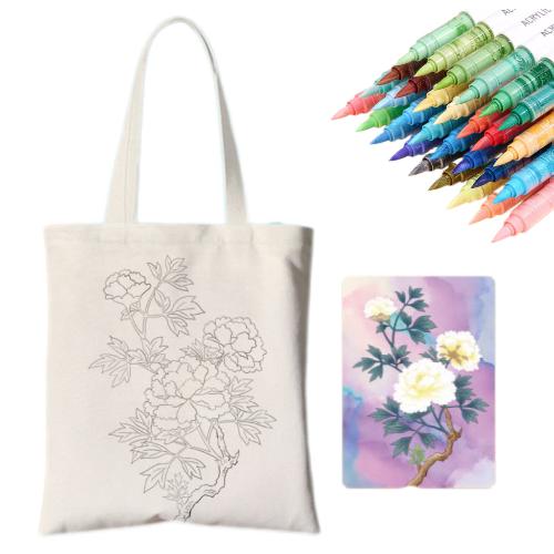 A DIY tote kit featuring a flower design,