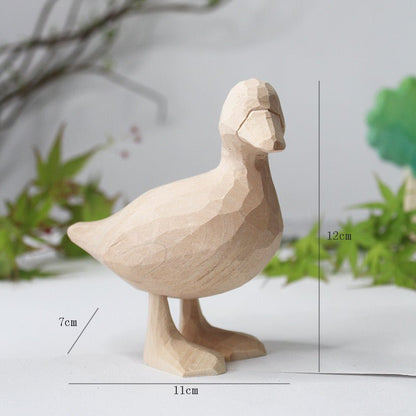 Smooth unfinished natural wood call duck figure ready for creative painting projects