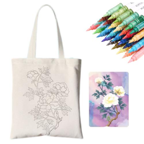 white peony tote bag diy kit