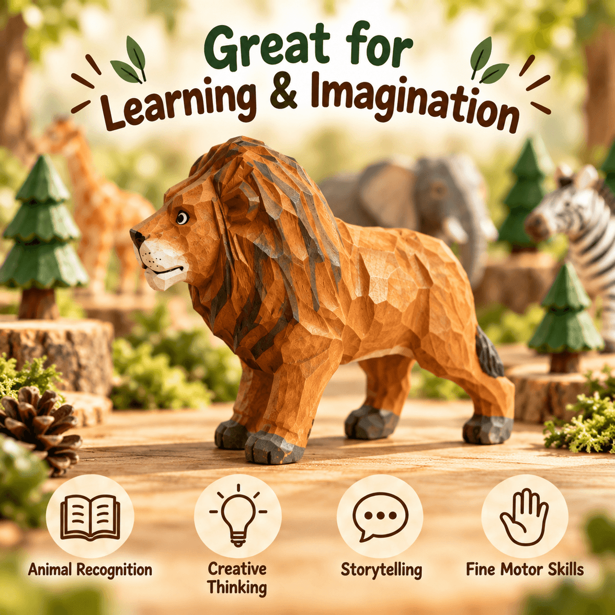 Hand-Carved Wooden Animal Figurines – Wildlife Collection & Mystery Blind Box - FunAcrylic