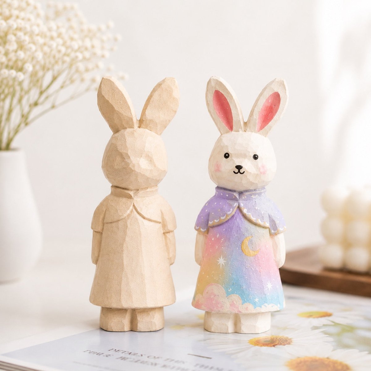 DIY Wooden Bunny Craft Kit | Paint Your Own Easter Rabbit Figurine - FunAcrylic