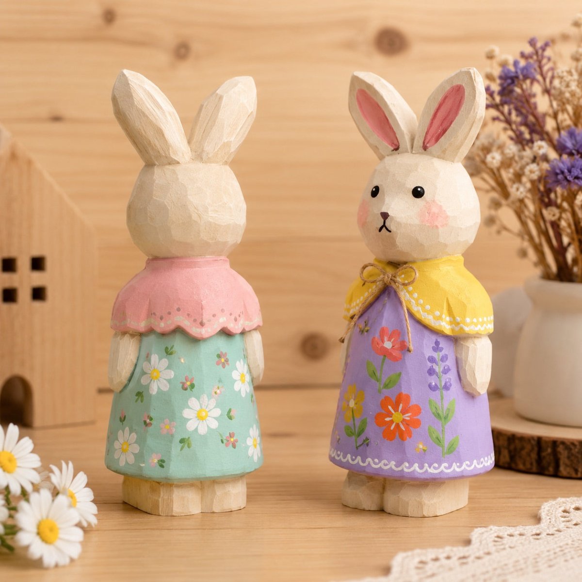 DIY Wooden Bunny Craft Kit | Paint Your Own Easter Rabbit Figurine - FunAcrylic