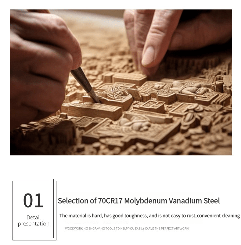 A craftsman is using engraving tools to carve intricate designs into wood.